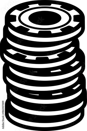 Stack of casino chips line icon. Poker chip gambling game sign. Bet risk play sport coin icon. Win lucky money game concept. Vector symbol