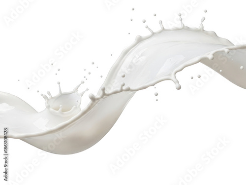 Elegant milk splash creating artistic swirls isolated on transparent background