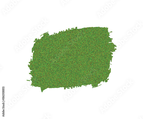 Vibrant green brushstroke silhouette on white background