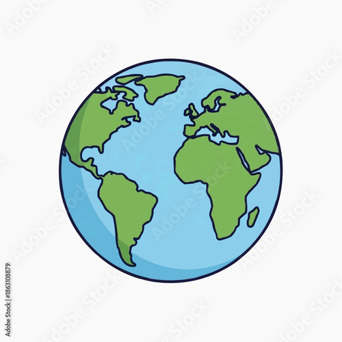 A colorful cartoon illustration of the Earth from space