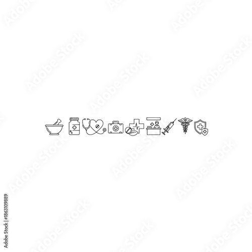 Medical icons set isolated on transparent background