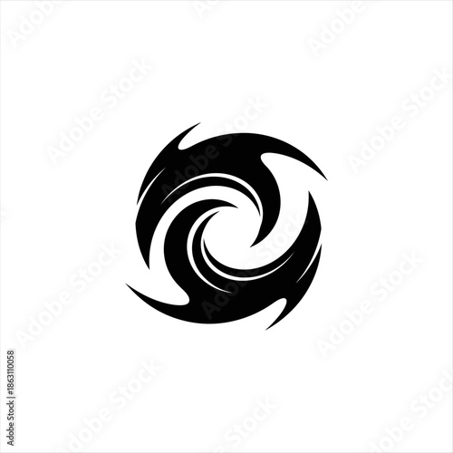 Black and white graphic design element.