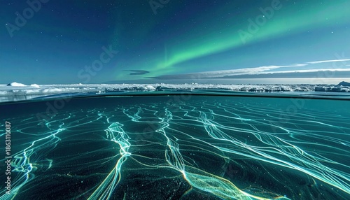 Stunning Aurora Borealis Display Over Serene Water Surface.