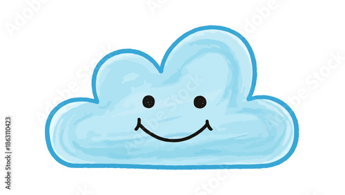 Happy Cloud Character with Smiling Face