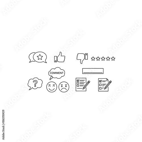 Feedback and interaction icons isolated on transparent background