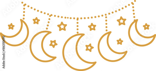 Whimsical Moon and Star Decorative Vector Design