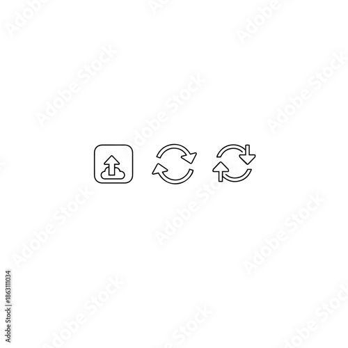 Arrows and cloud icon set isolated on transparent background