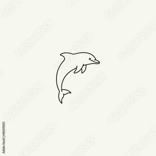 Single line dolphin icon flat vector design.