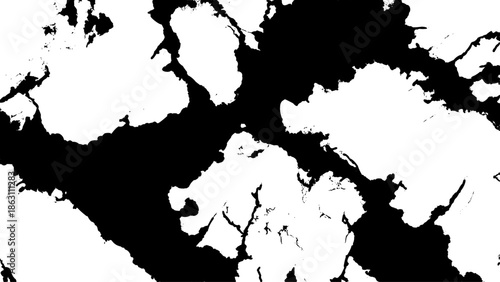 Abstract black and white pattern featuring irregular shapes resembling fractured terrain or organic forms high quality
