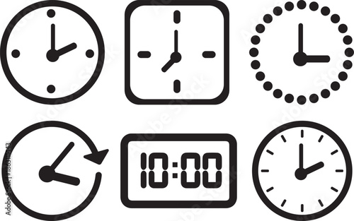 Clock Icon Set Vector Collection of Time and Watch Symbols