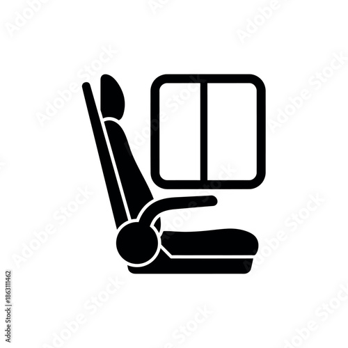 Car Seat with Window View Icon.