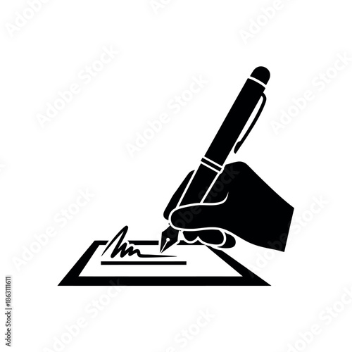 Hand signing document with pen.