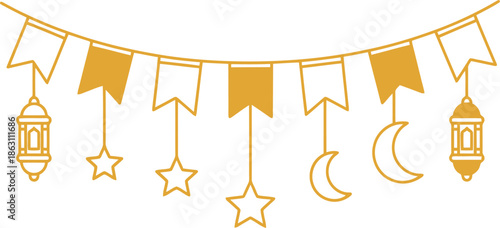 Festive Lanterns and Banners Vector for Celebrations