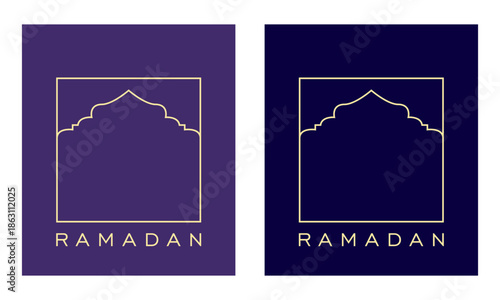 Ramadan poster illustration design with Islamic arch
