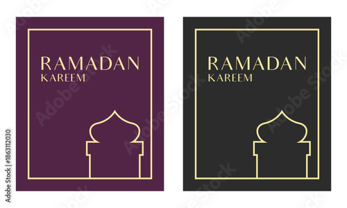 Elegant Ramadan Kareem poster designs featuring a stylized mosque silhouette graphic