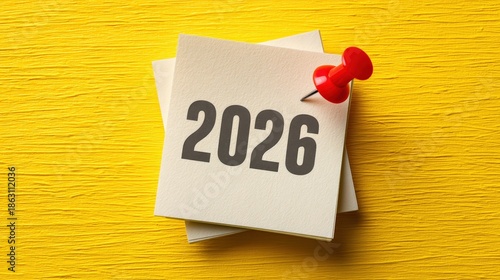 A bright yellow background features a note with 