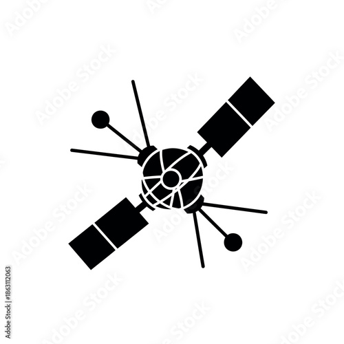 Stylized Icon of a Satellite in Orbit.