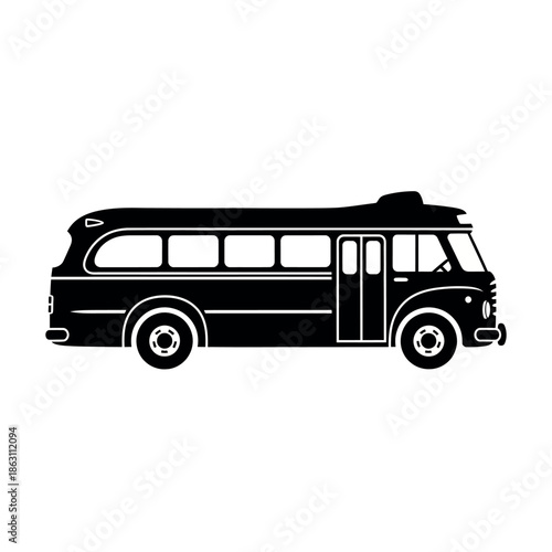 Vintage Bus Silhouette Illustration.