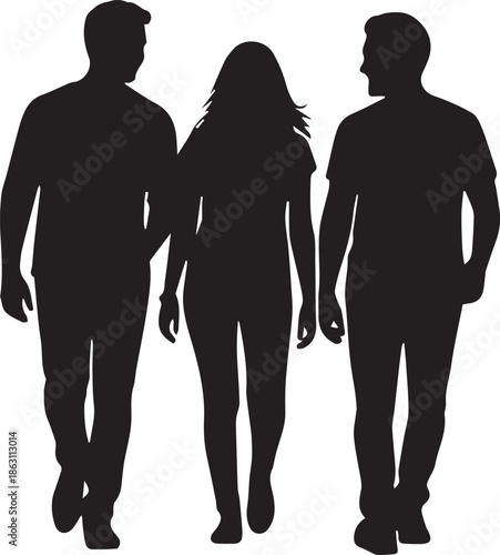 Three people walking together