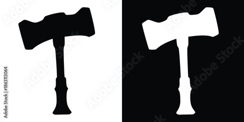 Thor hammer vector icon, hammer silhouette vector