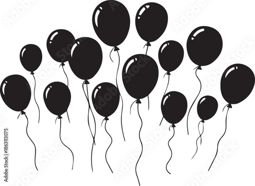 Black balloons floating