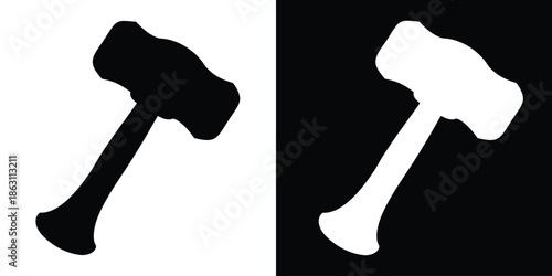 Thor hammer vector icon, hammer silhouette vector