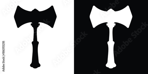 Thor hammer vector icon, hammer silhouette vector