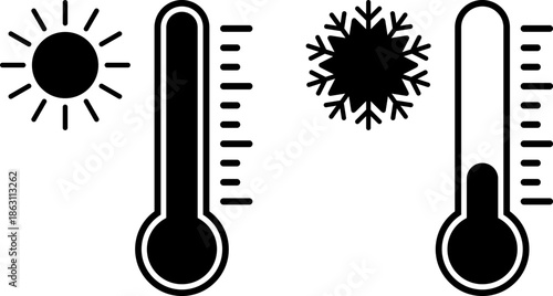 Temperature indicators showing hot and cold