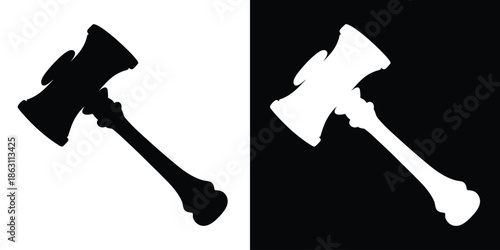 Thor hammer vector icon, hammer silhouette vector