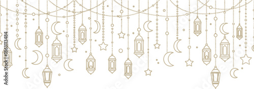 Elegant Lanterns and Moon Themes Vector for Festive Designs