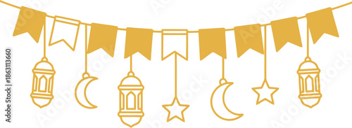 Festive Lanterns and Banners Vector for Celebrations