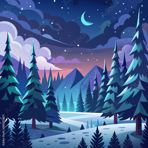 vector illustration of a winter landscape