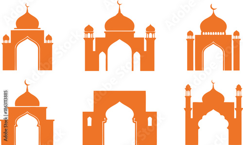 Ornate Mosque Arches Vector for Cultural Design Projects