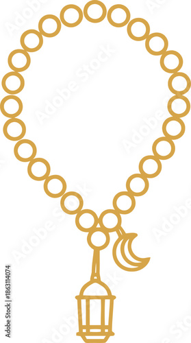 Golden Lantern and Moon Vector for Spiritual Designs