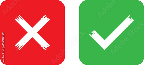 Red cross and green check mark