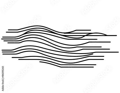 Minimalist Horizontal Lines Set Representing Wind Flow or Mist. Abstract Vector Illustration of Parallel Breeze Strips for Weather, Motion, Speed, and Dynamic Concept Design.