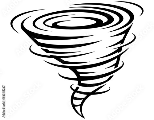Tornado Silhouette Icon. Minimalist Cyclone or Whirlwind Vector Illustration for Storm Weather Forecast, Natural Disaster, and Extreme Atmospheric Condition Concept Design Graphics.