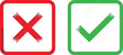 Check mark and cross symbols