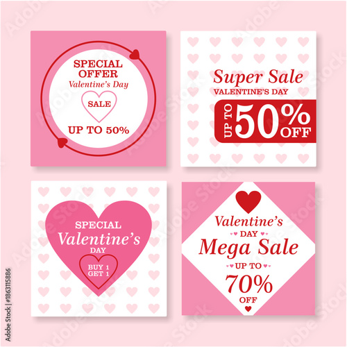 Valentine Feed Valentine Day Sale Editable Instagram Post Square Love and Heart Design