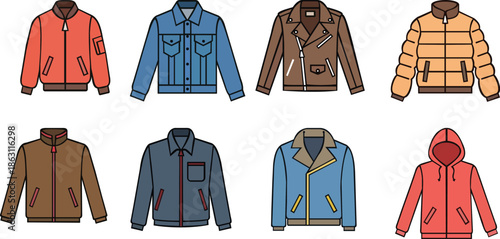   jacket, coat of vector illustration of a set of clothes