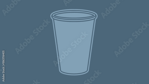 Simple Blue Cup Outline on Solid Background