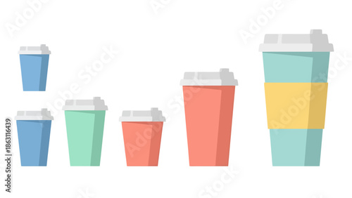 Assorted Disposable Beverage Containers with Lids in Various Sizes
