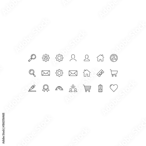 Icon set isolated on transparent background