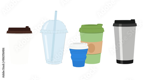 Assorted Drinkware Collection Coffee Cups Tumbler and Smoothie Cup