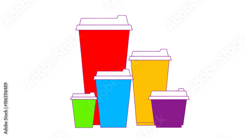 Assorted Size Disposable Beverage Containers with Lids