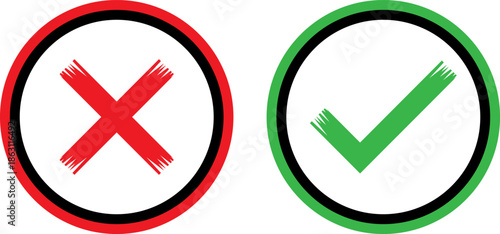 Red cross and green check symbols