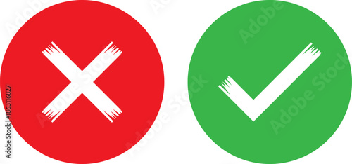 Red cross and green check mark