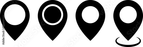 Four location pins with variations