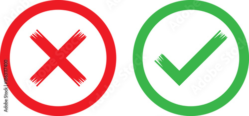 Red cross and green check