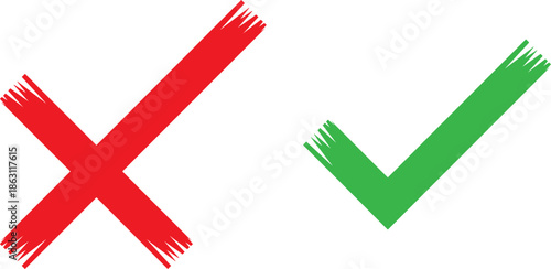 Red cross and green check symbols